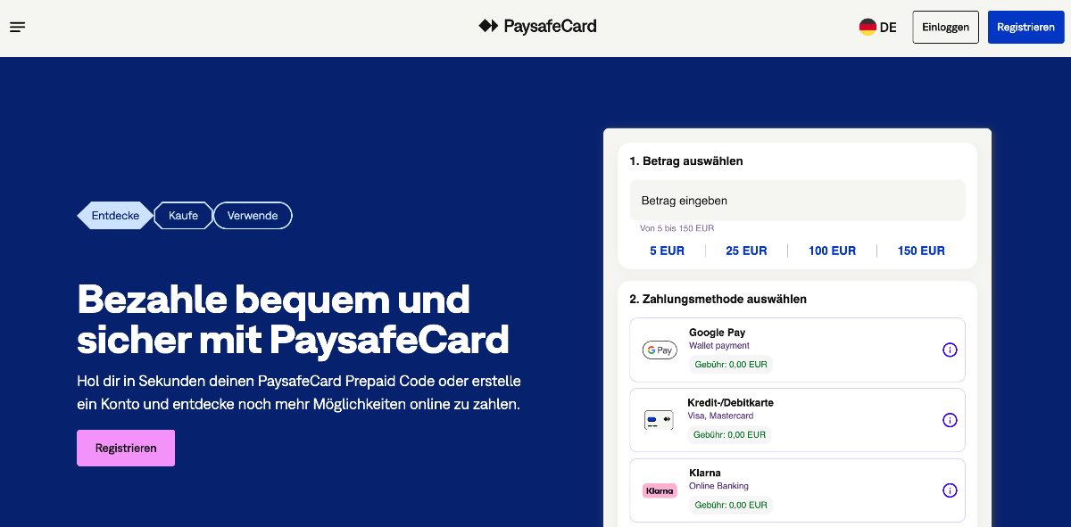 paysafecard homepage